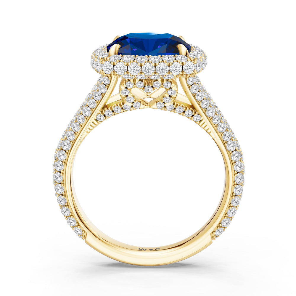 The Viridalis Ring with Created Blue Sapphire Cut Diamond in 14KT Yellow Gold view 2
