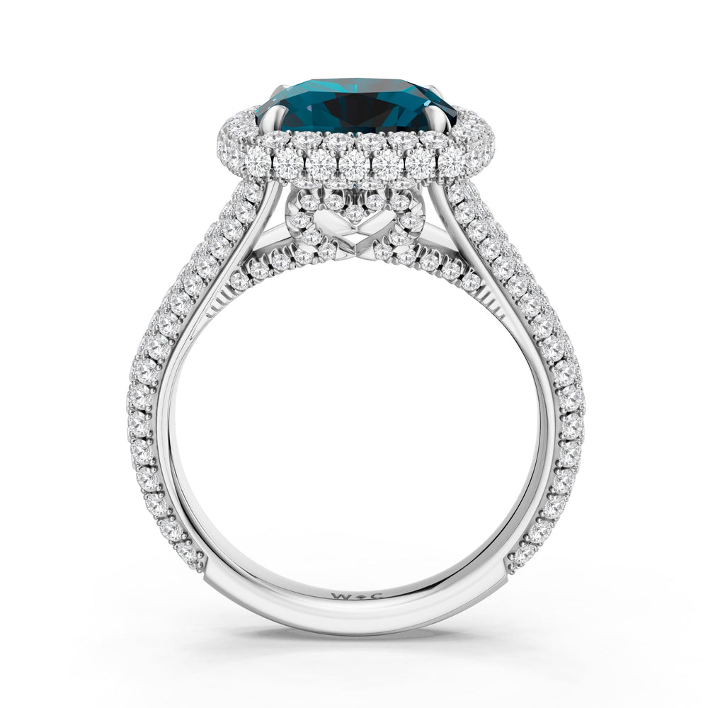 The Viridalis Ring with Created London Blue Topaz Cut Diamond in 14KT Platinum view 2
