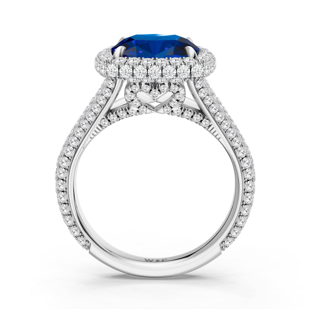 The Viridalis Ring with Created Blue Sapphire Cut Diamond in 14KT Platinum view 2
