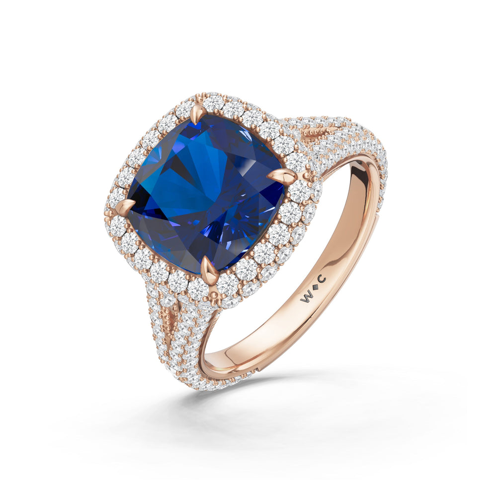 The Viridalis Ring with Created Blue Sapphire Cut Diamond in 14KT Rose Gold view 3
