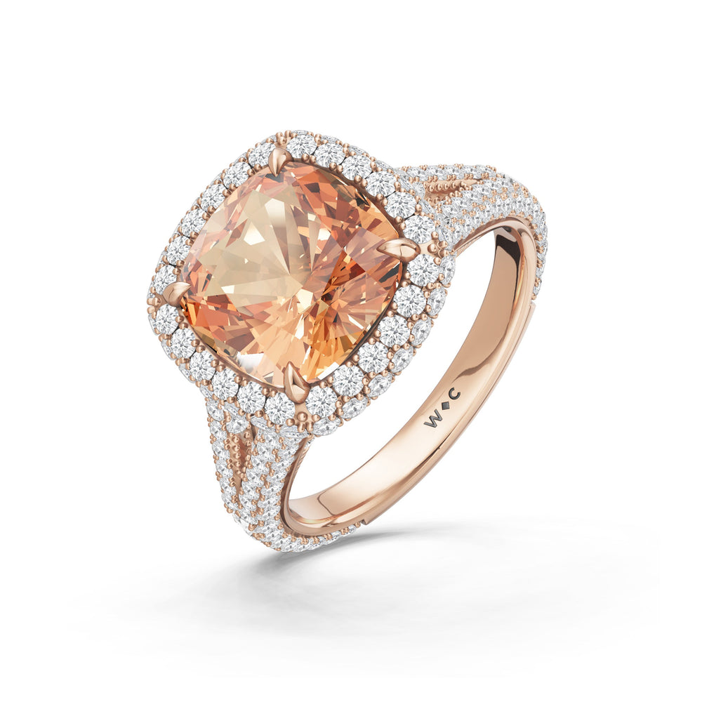 The Viridalis Ring with Created Morganite Cut Diamond in 14KT Rose Gold view 3
