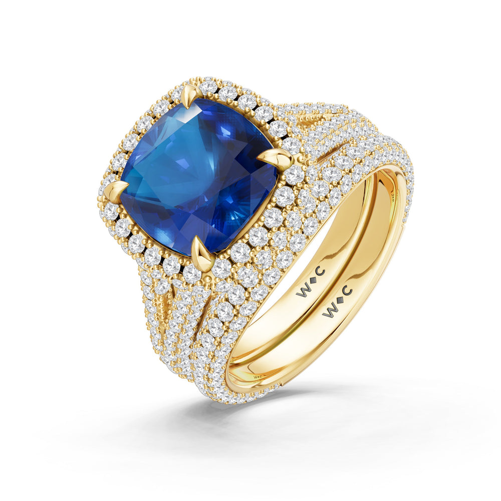 The Viridalis Ring with Created Blue Sapphire Cut Diamond in 14KT Yellow Gold view 4
