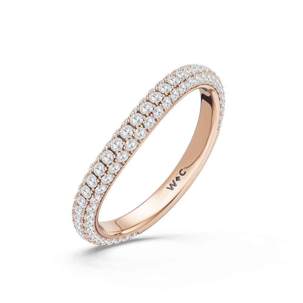 The Viridalis Diamond Wedding Band with Created Emerald Cut Diamond in 14KT Rose Gold view 4
