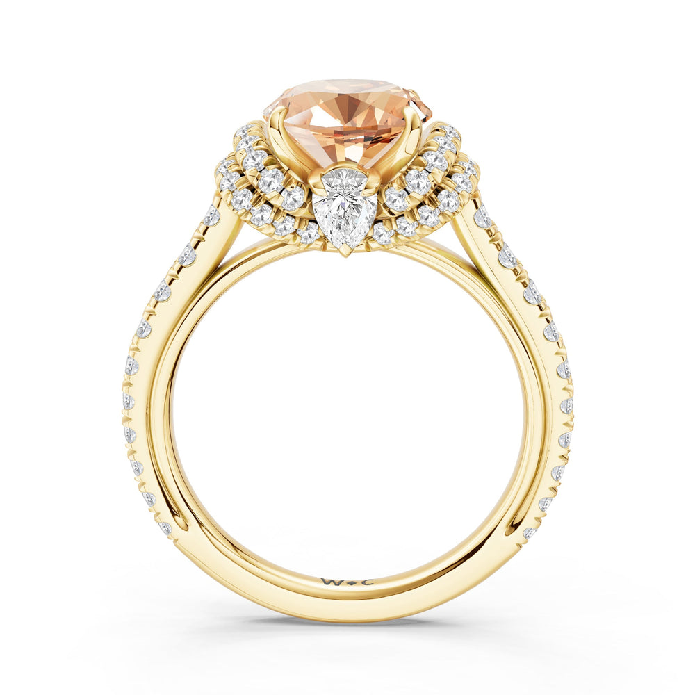 The Aurielle Ring with Created Morganite Cut Diamond in 14KT Yellow Gold view 2
