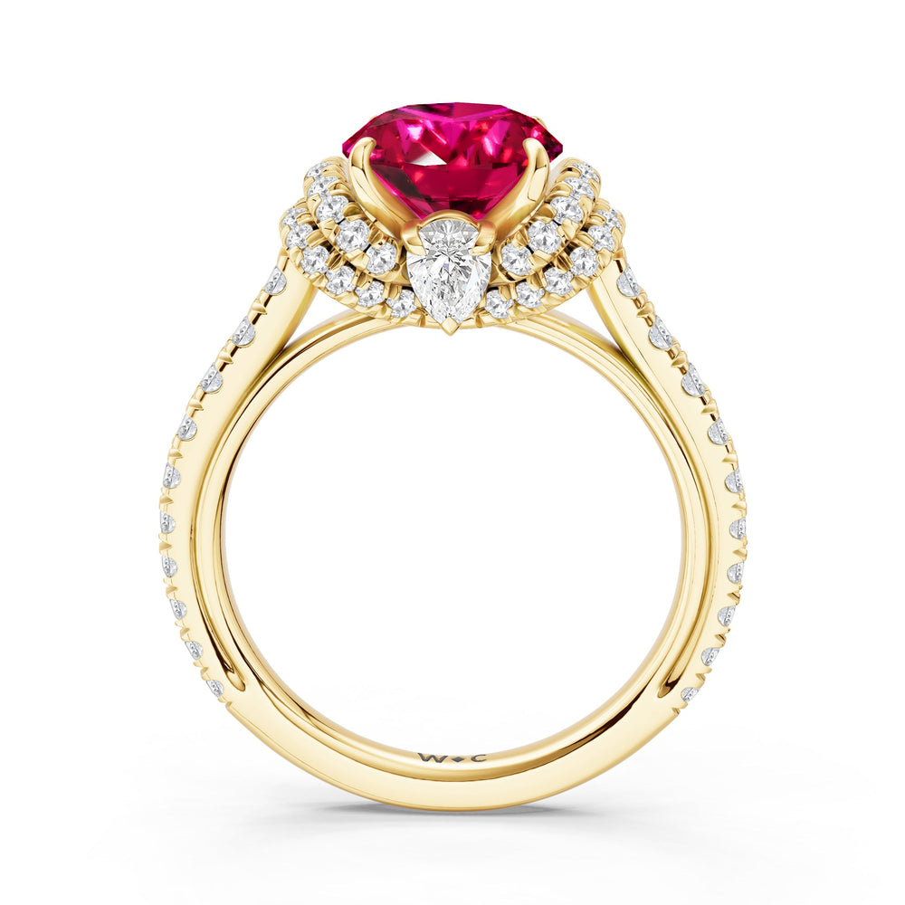 The Aurielle Ring with Created Ruby Cut Diamond in 14KT Yellow Gold view 2
