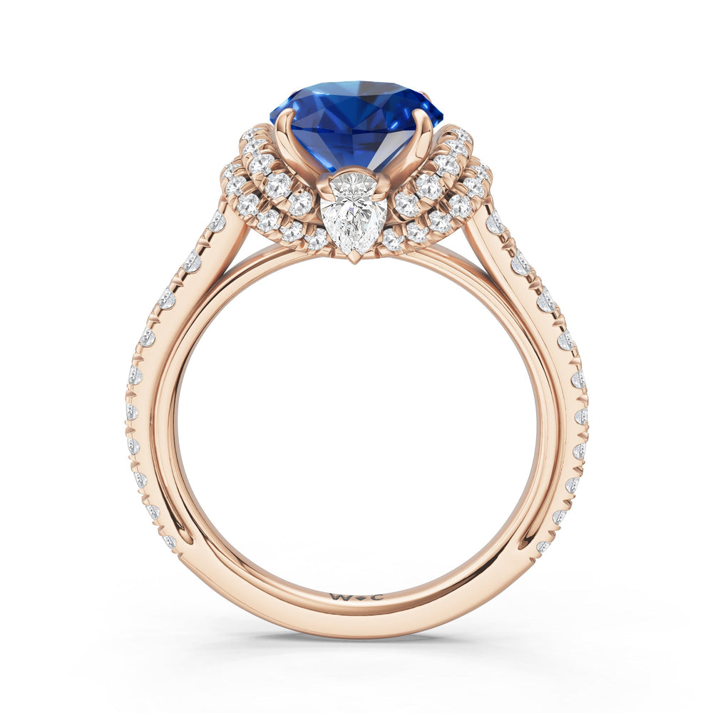 The Aurielle Ring with Created Blue Sapphire Cut Diamond in 14KT Rose Gold view 2
