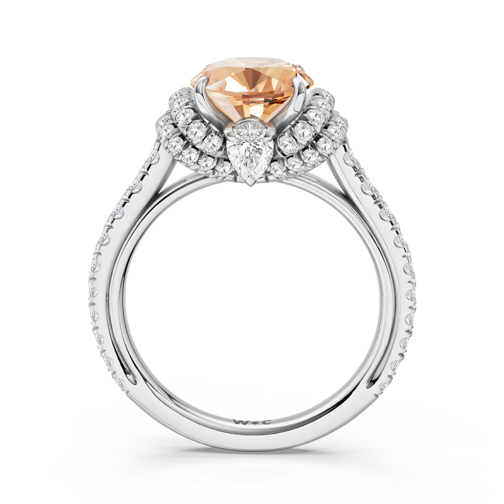 The Aurielle Ring with Created Morganite Cut Diamond in 14KT Platinum view 2
