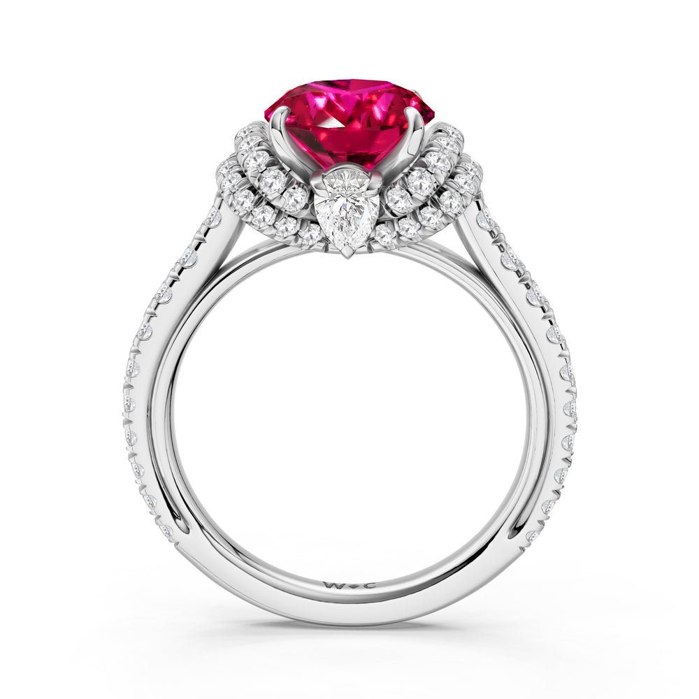 The Aurielle Ring with Created Ruby Cut Diamond in 14KT Platinum view 2
