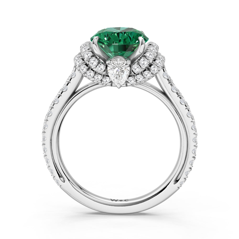 The Aurielle Ring with Created Emerald Cut Diamond in 14KT Platinum view 2

