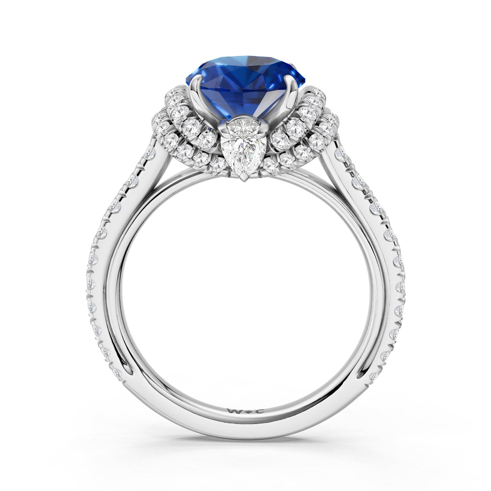 The Aurielle Ring with Created Blue Sapphire Cut Diamond in 14KT Platinum view 2

