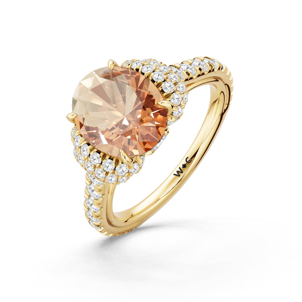 The Aurielle Ring with Created Morganite Cut Diamond in 14KT Yellow Gold view 3
