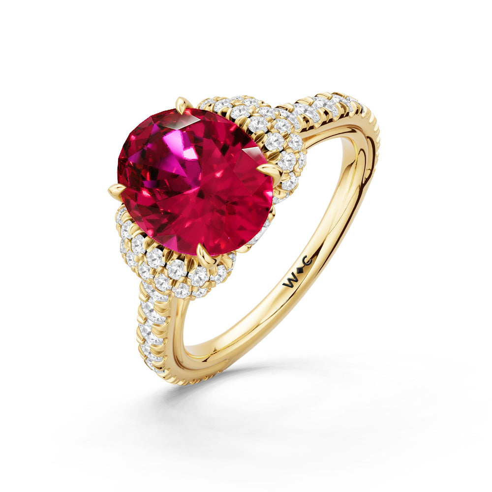 The Aurielle Ring with Created Ruby Cut Diamond in 14KT Yellow Gold view 3
