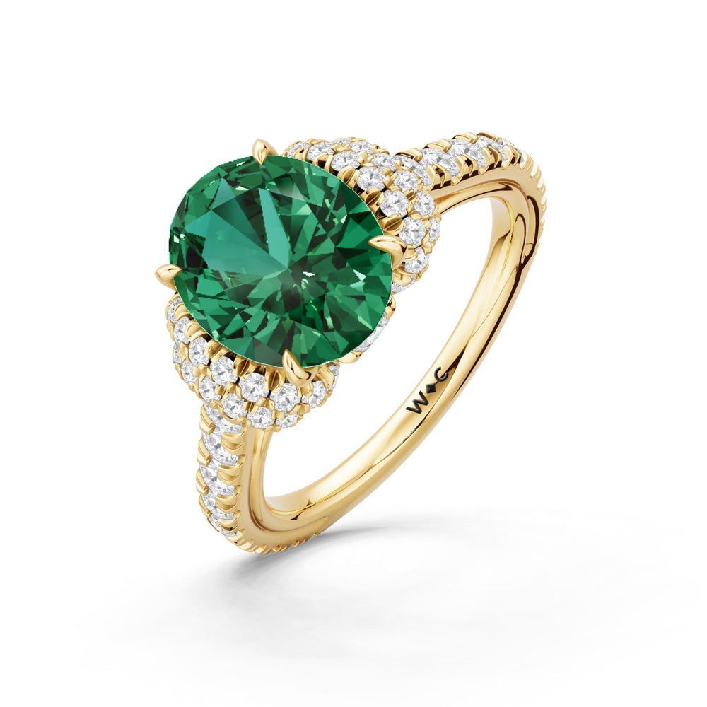 The Aurielle Ring with Created Emerald Cut Diamond in 14KT Yellow Gold view 3

