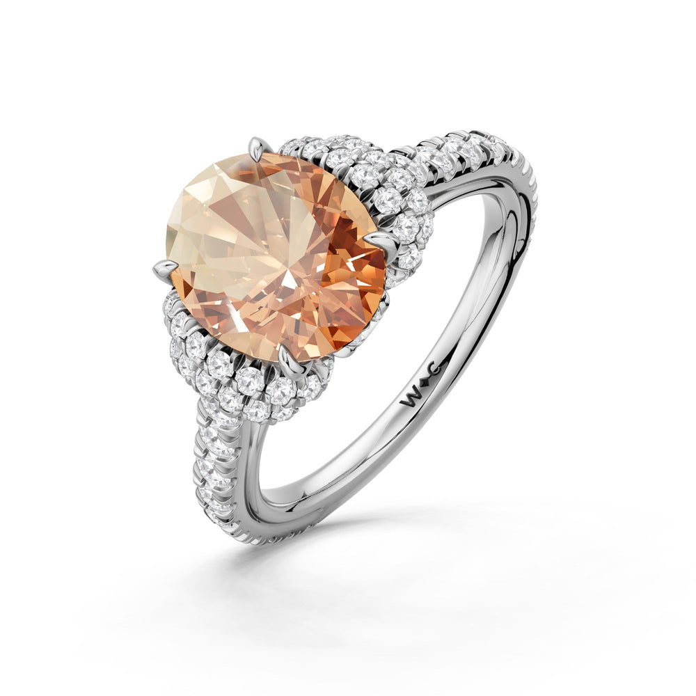 The Aurielle Ring with Created Morganite Cut Diamond in 14KT Platinum view 3
