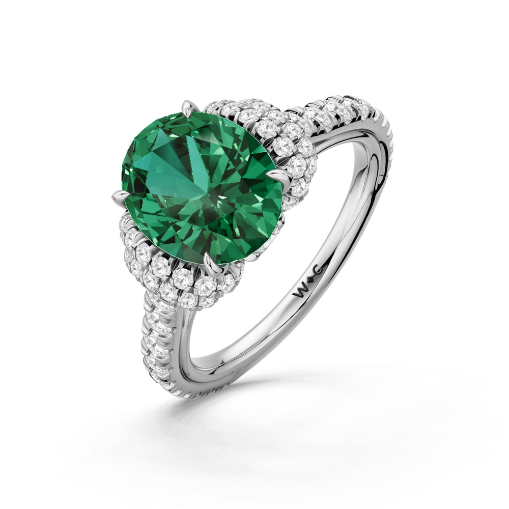 The Aurielle Ring with Created Emerald Cut Diamond in 14KT Platinum view 3
