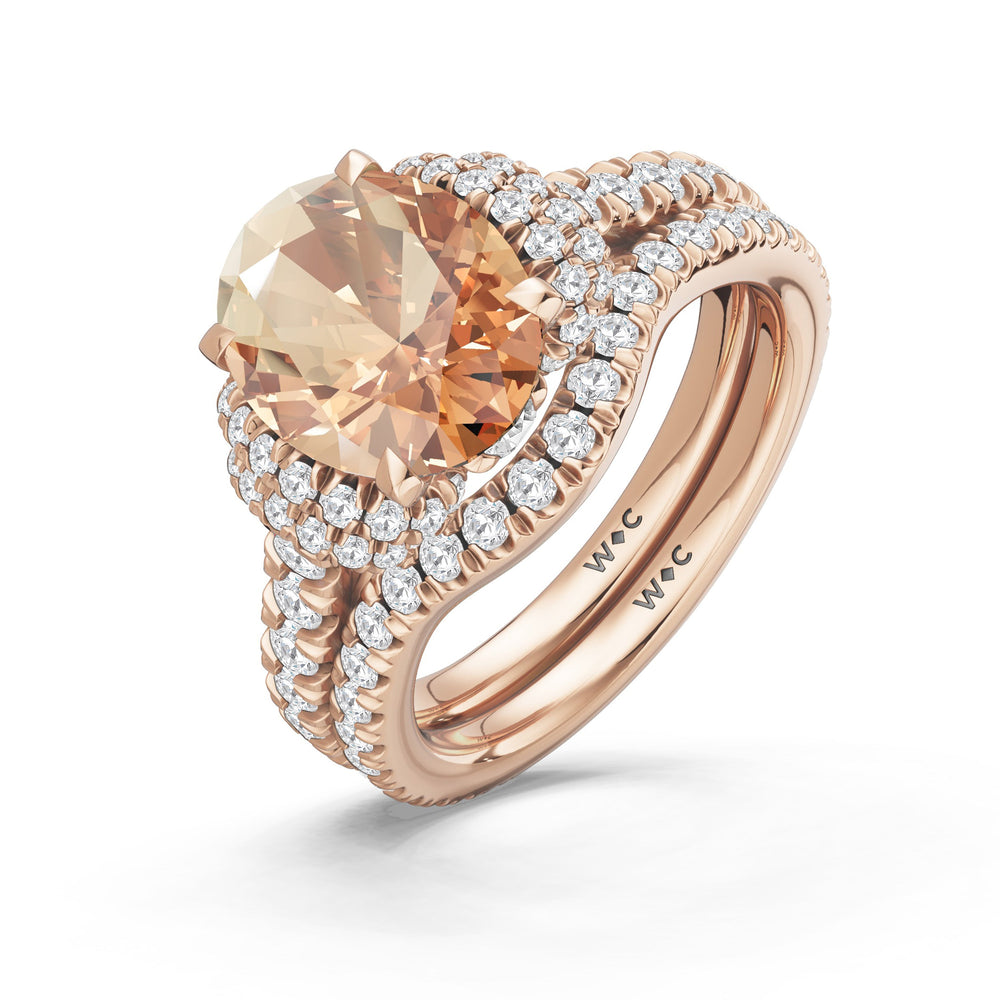 The Aurielle Diamond Wedding Band with Created Morganite Cut Diamond in 14KT Rose Gold view 3
