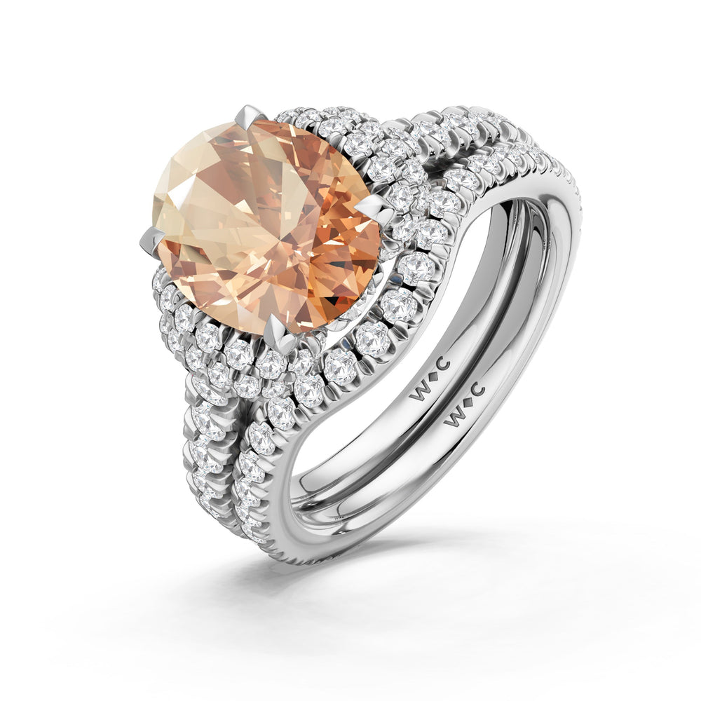 The Aurielle Diamond Wedding Band with Created Morganite Cut Diamond in 14KT Platinum view 3
