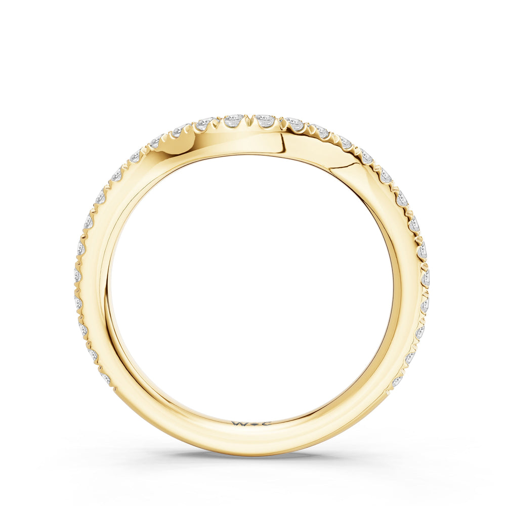 The Aurielle Diamond Wedding Band with Created Emerald Cut Diamond in 14KT Yellow Gold view 2
