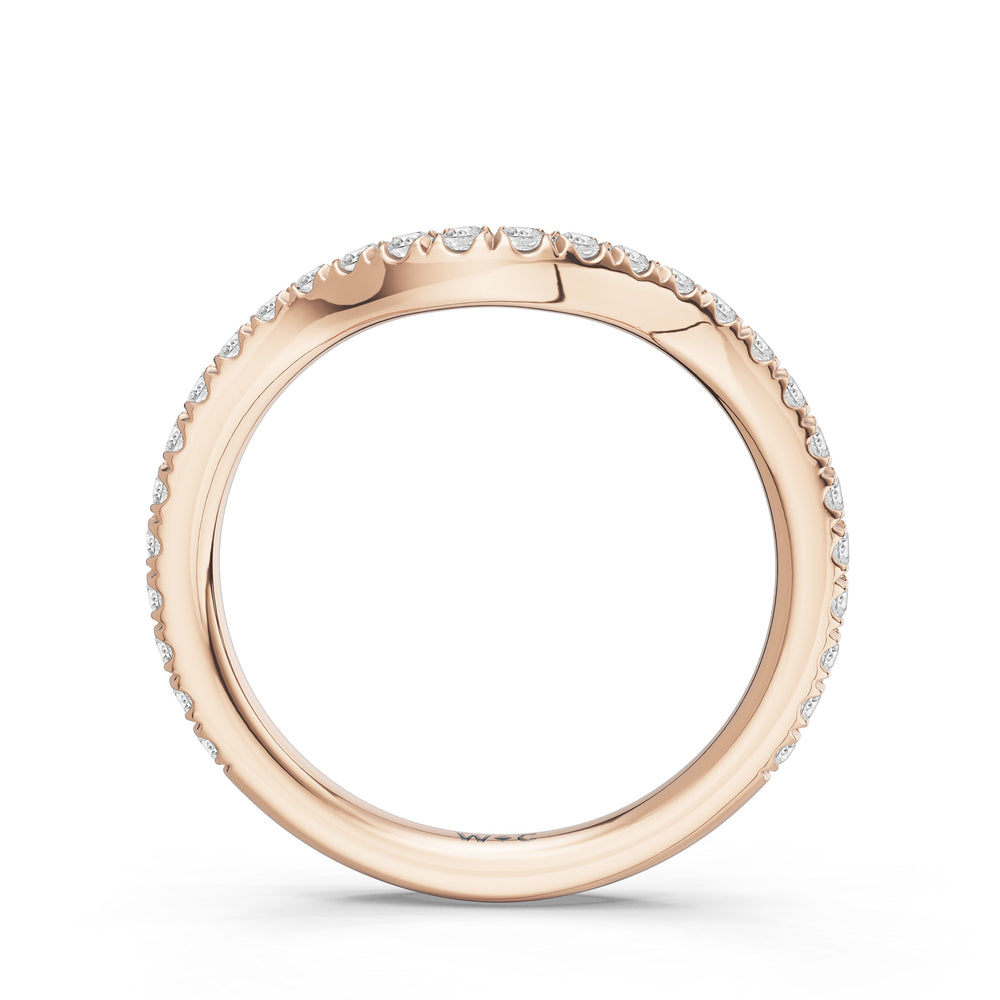 The Aurielle Diamond Wedding Band with Created Ruby Cut Diamond in 14KT Rose Gold view 2
