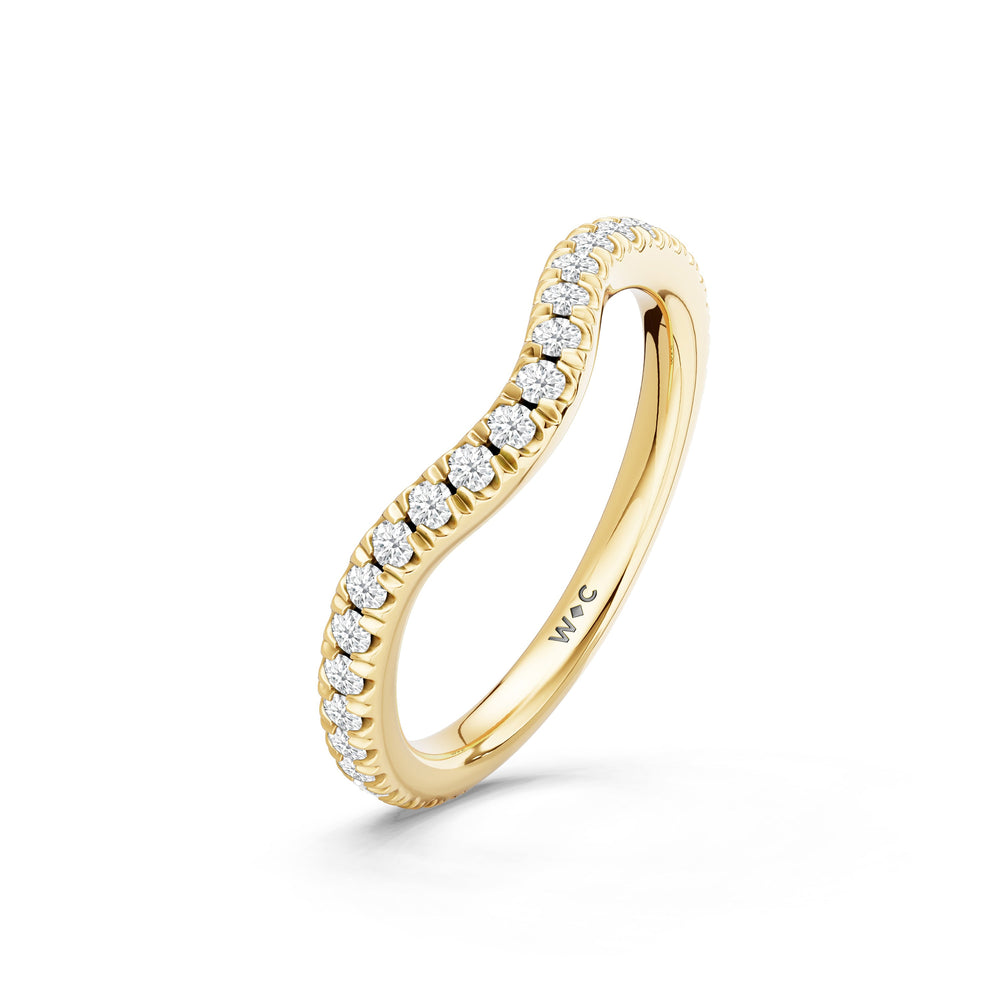 The Aurielle Diamond Wedding Band with Created Blue Sapphire Cut Diamond in 14KT Yellow Gold view 4
