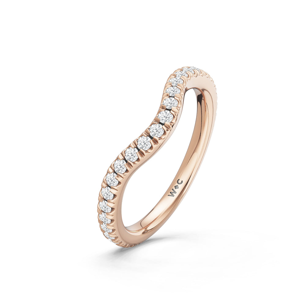The Aurielle Diamond Wedding Band with Created London Blue Topaz Cut Diamond in 14KT Rose Gold view 4

