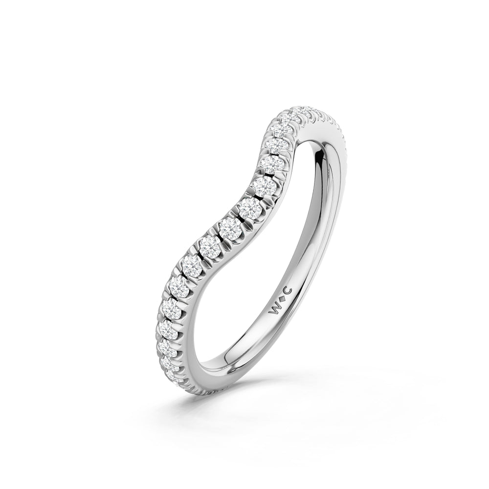 The Aurielle Diamond Wedding Band with Created Morganite Cut Diamond in 14KT Platinum view 4
