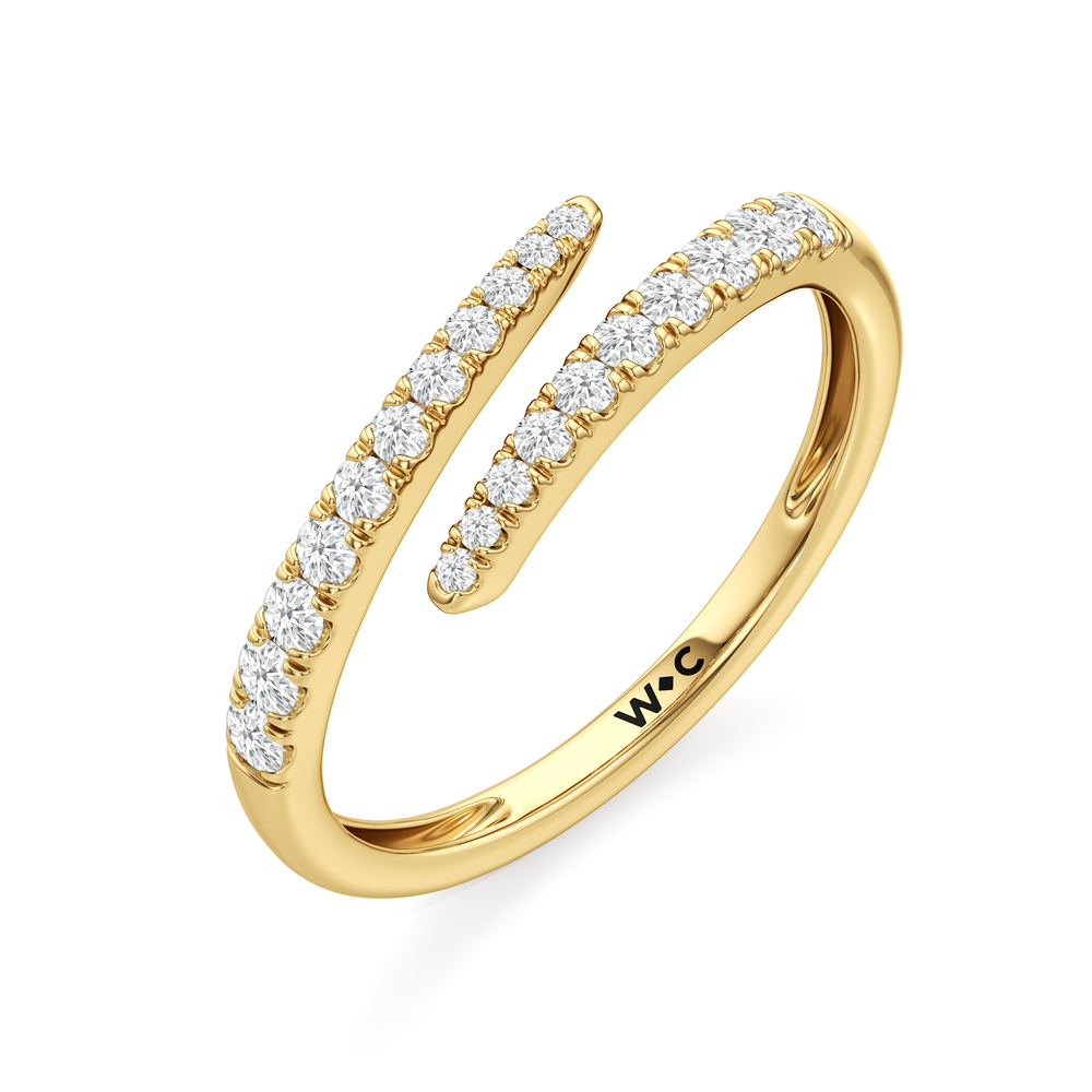 The Abigail Cross Over Ring with 14KT Yellow Gold / 1/4 / 6 Cut Diamond in 14KT Yellow Gold / 1/4 / 6 view 5
