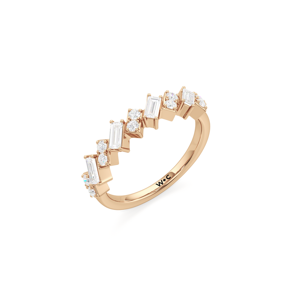 The Demi Ring with 18K Rose Gold Vermeil / Lab / 3/4 Cut Diamond in 14KT 18K Rose Gold Vermeil / Lab / 3/4 view 3
