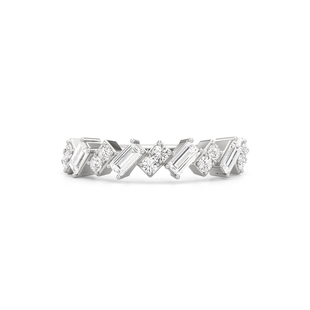 The Demi Ring with Sterling Silver / Lab / 3/4 Cut Diamond in 14KT Sterling Silver / Lab / 3/4 view 1
