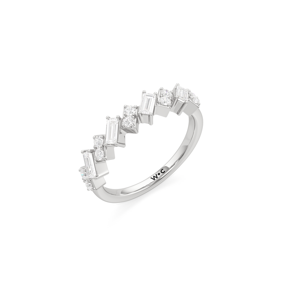 The Demi Ring with Sterling Silver / Lab / 3/4 Cut Diamond in 14KT Sterling Silver / Lab / 3/4 view 3
