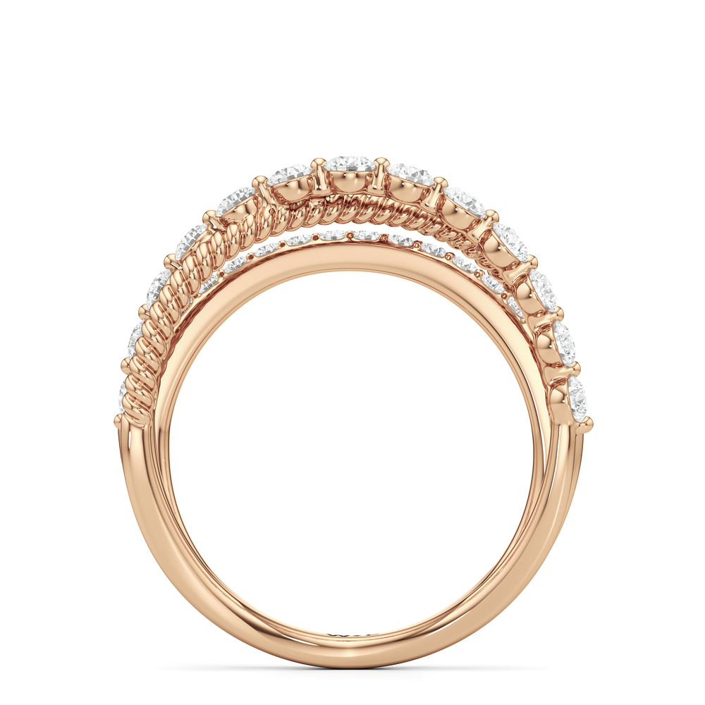 Triple Hoop Diamond Ring with 14KT Rose Gold / Lab / 3/4 Cut Diamond in 14KT Rose Gold / Lab / 3/4 view 2
