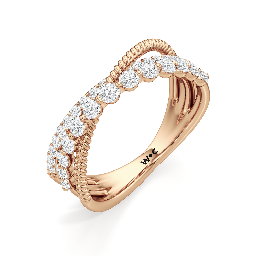 Triple Hoop Diamond Ring with 14KT Rose Gold / Lab / 3/4 Cut Diamond in 14KT Rose Gold / Lab / 3/4 view 3
