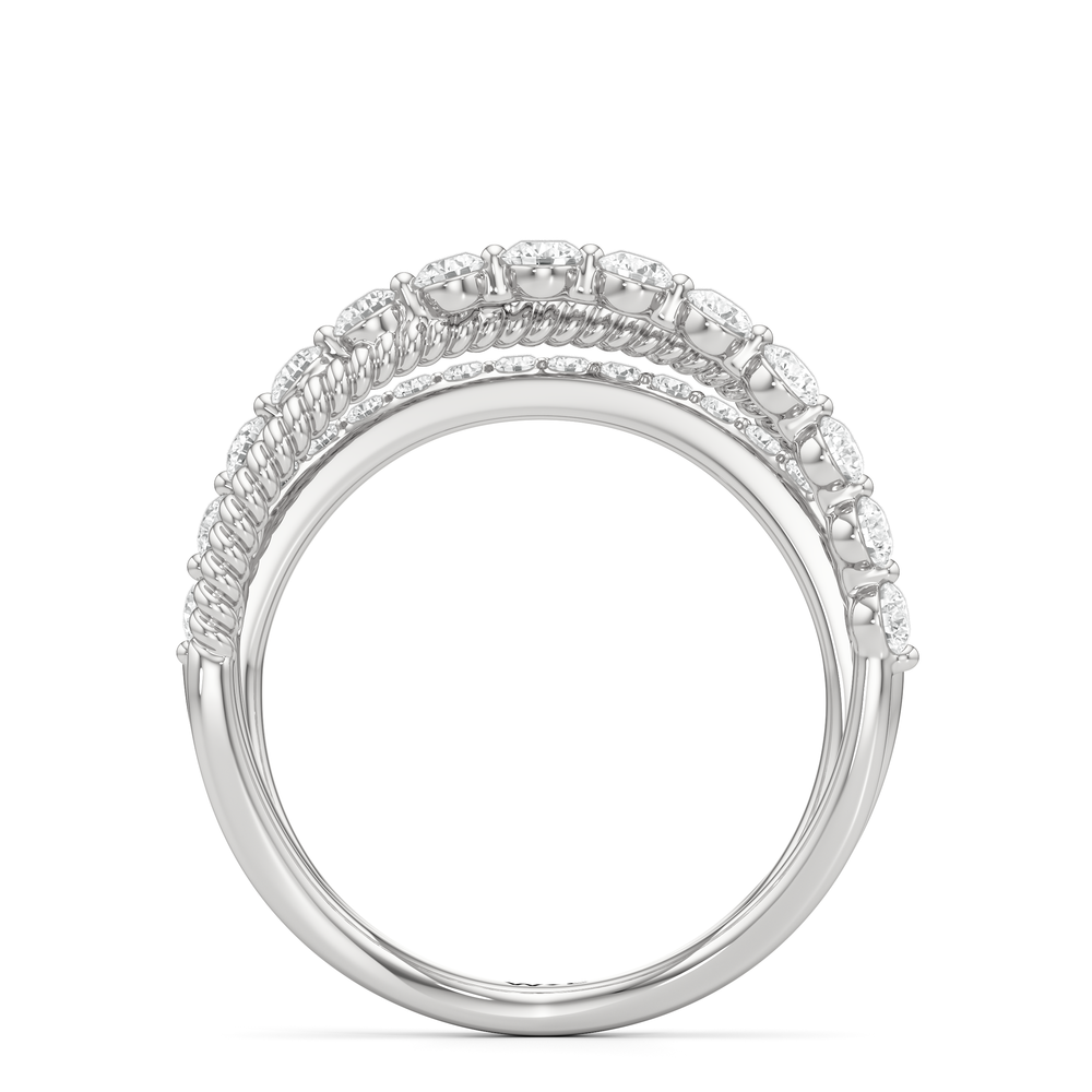 Triple Hoop Diamond Ring with 14KT White Gold / Lab / 3/4 Cut Diamond in 14KT White Gold / Lab / 3/4 view 2
