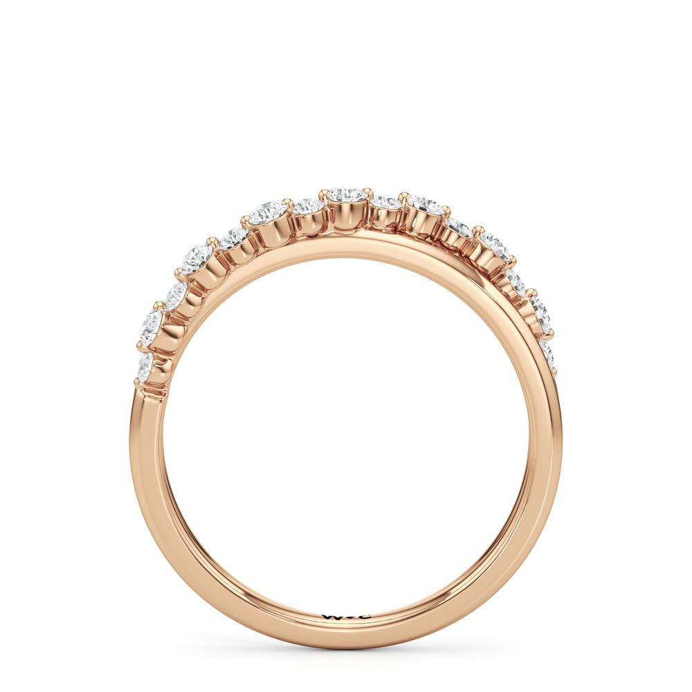 Diamond Line Criss Cross Ring with 14KT Rose Gold / Lab / 1/4 Cut Diamond in 14KT Rose Gold / Lab / 1/4 view 2
