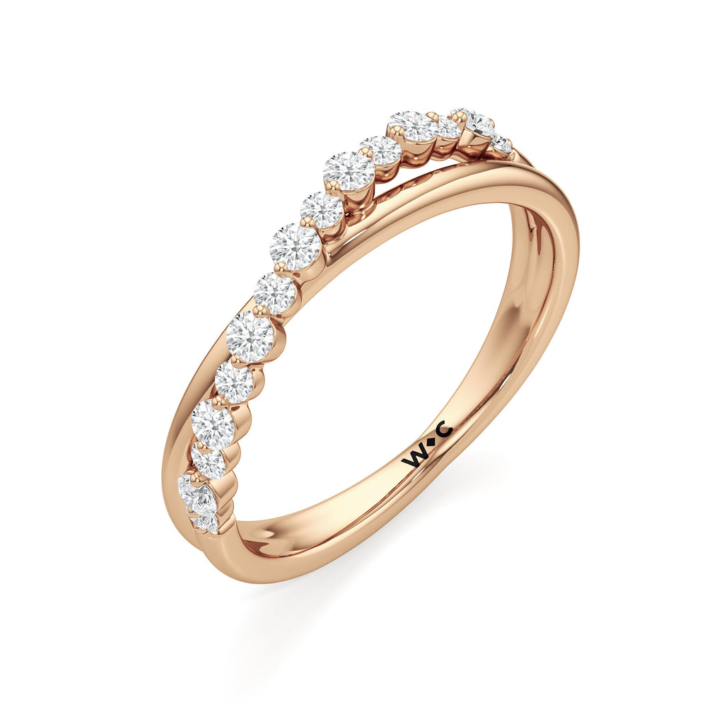 Diamond Line Criss Cross Ring with 14KT Rose Gold / Lab / 1/4 Cut Diamond in 14KT Rose Gold / Lab / 1/4 view 3
