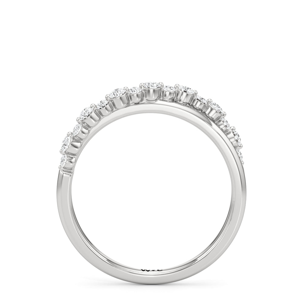 Diamond Line Criss Cross Ring with 14KT White Gold / Lab / 1/4 Cut Diamond in 14KT White Gold / Lab / 1/4 view 2
