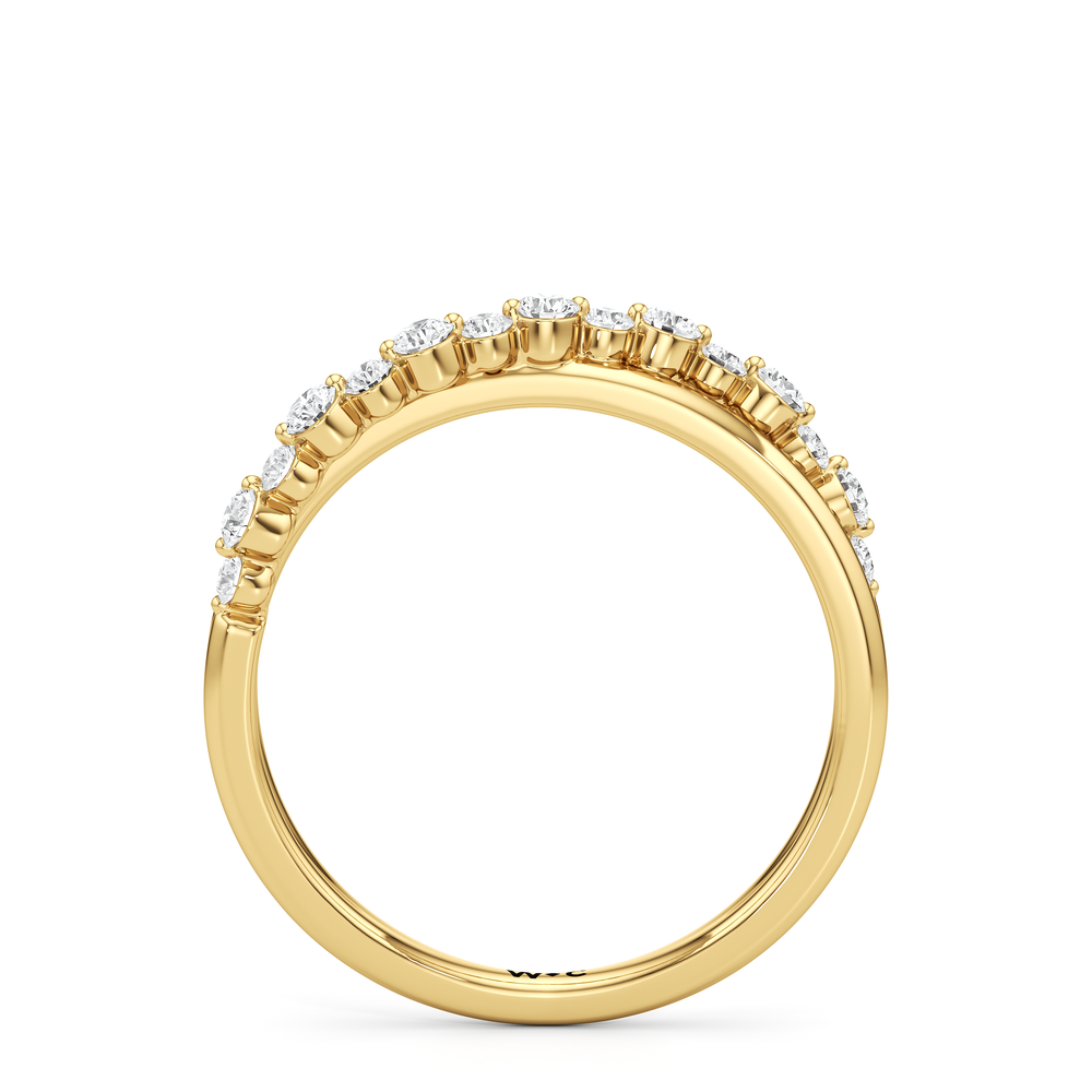 Diamond Line Criss Cross Ring with 14KT Yellow Gold / Lab / 1/4 Cut Diamond in 14KT Yellow Gold / Lab / 1/4 view 2
