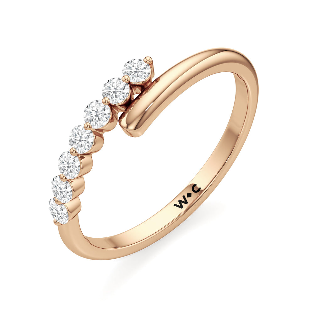 Slim Bypass Diamond Ring with 14KT Rose Gold / Lab / 1/5 Cut Diamond in 14KT Rose Gold / Lab / 1/5 view 3
