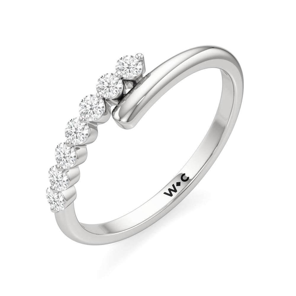 Slim Bypass Diamond Ring with 14KT White Gold / Lab / 1/5 Cut Diamond in 14KT White Gold / Lab / 1/5 view 3
