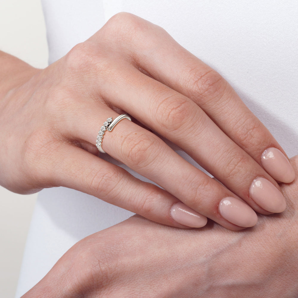 Model Wearing Slim Bypass Diamond Ring view