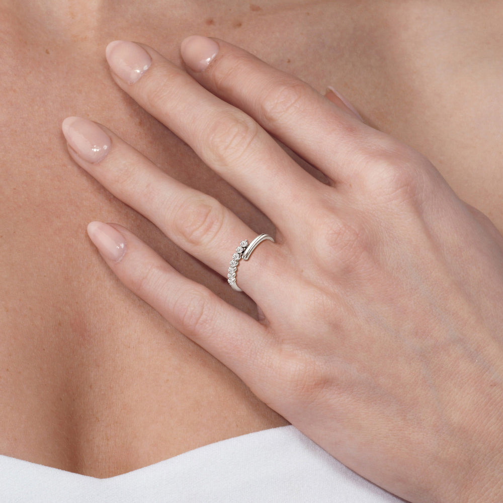 Model Wearing Slim Bypass Diamond Ring view