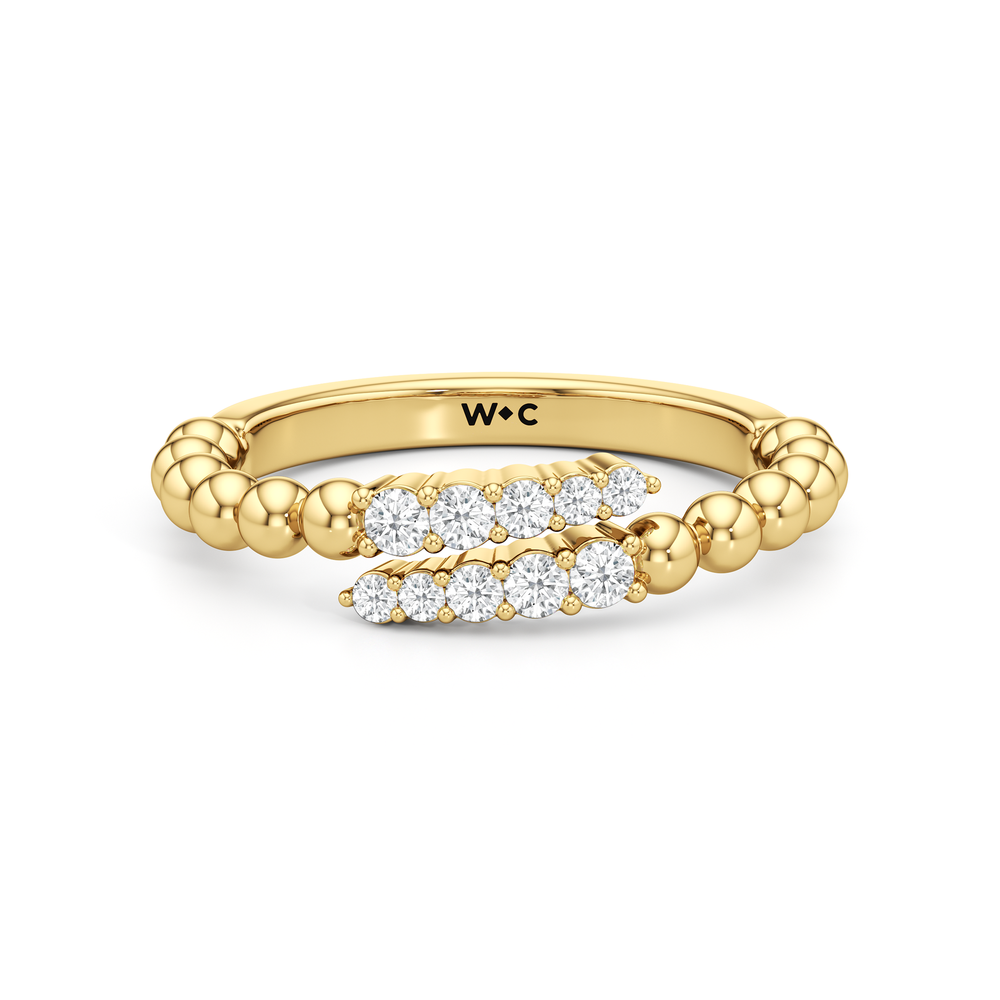 The Juliet Beaded Crossover Ring with 18K Yellow Gold Vermeil / 1/5 / 6 Cut Diamond in 14KT 18K Yellow Gold Vermeil / 1/5 / 6 view 1
