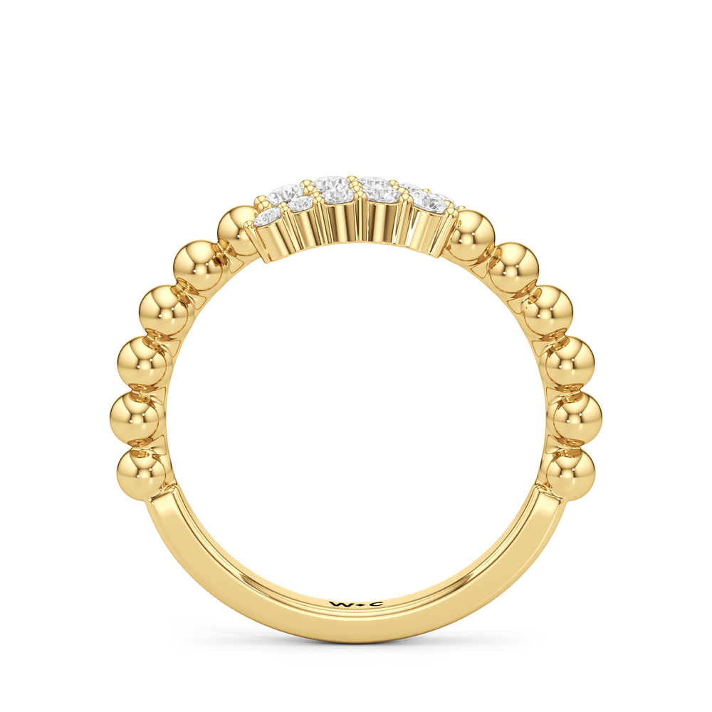 The Juliet Beaded Crossover Ring with 18K Yellow Gold Vermeil / 1/5 / 7 Cut Diamond in 14KT 18K Yellow Gold Vermeil / 1/5 / 7 view 4
