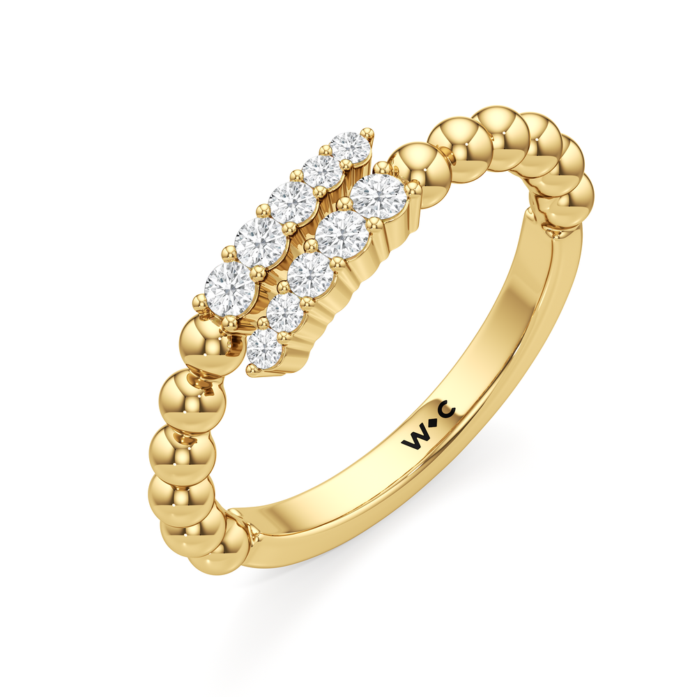 The Juliet Beaded Crossover Ring with 18K Yellow Gold Vermeil / 1/5 / 6.5 Cut Diamond in 14KT 18K Yellow Gold Vermeil / 1/5 / 6.5 view 5
