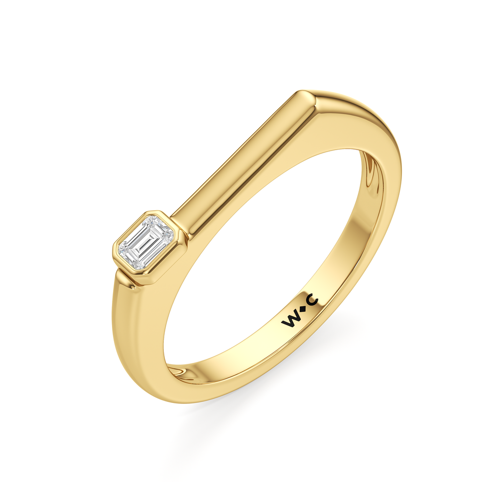 The Scottie Emerald Stacker Ring with 18K Yellow Gold Vermeil / 1/10 / 7 Cut Diamond in 14KT 18K Yellow Gold Vermeil / 1/10 / 7 view 6
