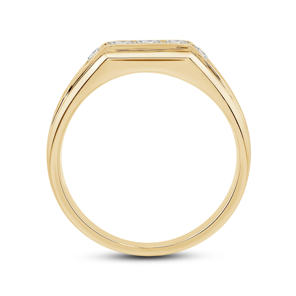 5 Stone Stepped Men's Ring with 18KT Yellow Gold / Lab / 1/2 Cut Diamond in 14KT Yellow Gold / Lab / 1/2 view 4

