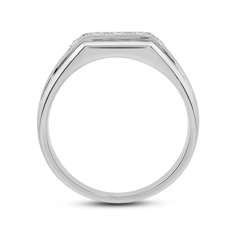 5 Stone Stepped Men's Ring with Platinum / Lab / 1/2 Cut Diamond in 14KT Platinum / Lab / 1/2 view 4
