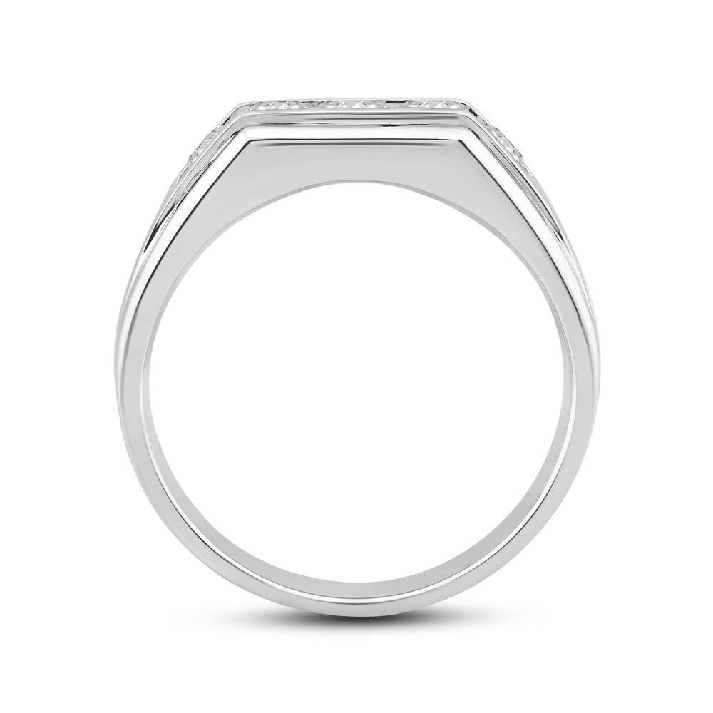 5 Stone Stepped Men's Ring with Platinum / Lab / 1 Cut Diamond in 14KT Platinum / Lab / 1 view 3
