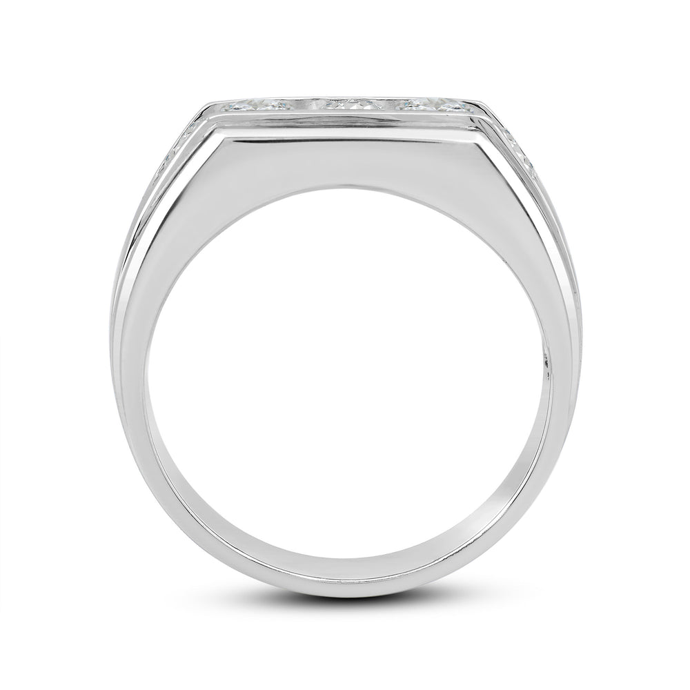 5 Stone Stepped Men's Ring with Platinum / Lab / 1 1/2 Cut Diamond in 14KT Platinum / Lab / 1 1/2 view 2
