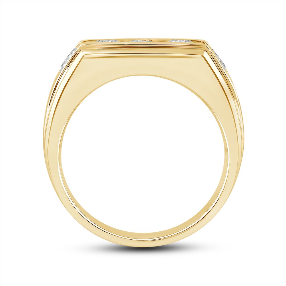 5 Stone Stepped Men's Ring with 18KT Yellow Gold / Lab / 2 Cut Diamond in 14KT Yellow Gold / Lab / 2 view 4
